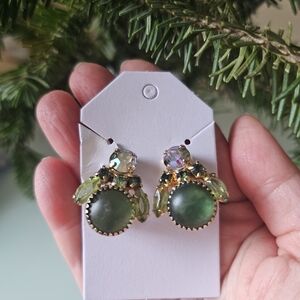 Elegant Green and Gold Earrings